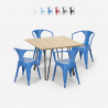Set met tafel 80x80 cm en 4 stoelen in industrieel design Reims Light Korting