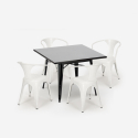 Roestvrij stalen tafel set 80x80cm met 4 stoelen in industriële stijl Century Black Karakteristieken