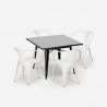 Roestvrij stalen tafel set 80x80cm met 4 stoelen in industriële stijl Century Black Karakteristieken