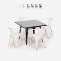 Roestvrij stalen tafel set 80x80cm met 4 stoelen in industriële stijl Century Black Aanbod