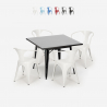 Roestvrij stalen tafel set 80x80cm met 4 stoelen in industriële stijl Century Black Aanbod