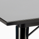 Roestvrij stalen tafel set 80x80cm met 4 stoelen in industriële stijl Century Black 