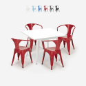 restaurant keukenset industriële stijl stalen tafel 80x80cm 4 stoelen Lix century white Catalogus