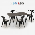 Set met houten tafel 120x60 cm en 4 stoelen in industriële stijl Wismar Aanbieding