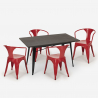 Set met industrieel design tafel 120x60 cm en 4 stoelen Caster Kosten