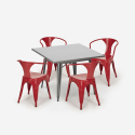 set industriële stijl stalen tafel 80x80cm 4 stoelen Lix keuken restaurant century Keuze