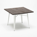 Set met industriële tafel 80x80 cm en 4 stoelen van hout en metaal Hustle Wood White 