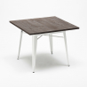 Set met industriële tafel 80x80 cm en 4 stoelen van hout en metaal Hustle Wood White 