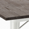 Set met industriële tafel 80x80 cm en 4 stoelen van hout en metaal Hustle Wood White 