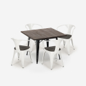 industriële set keukentafel 80x80cm 4 stoelen Lix hout metaal hustle wood black Model