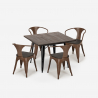 Set met industriële tafel 80x80 cm en 4 stoelen van hout en metaal Hustle Wood Black Kosten