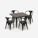 Set met industriële tafel 80x80 cm en 4 stoelen van hout en metaal Hustle Wood Black Aankoop
