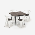set keuken industrieel tafel 80x80cm 4 stoelen Lix hout metaal hustle wood Afmetingen