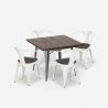 set keuken industrieel tafel 80x80cm 4 stoelen Lix hout metaal hustle wood Afmetingen