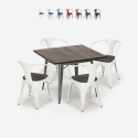 set keuken industrieel tafel 80x80cm 4 stoelen Lix hout metaal hustle wood Aanbod