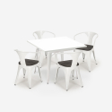 Industrieel set met tafel 80x80 cm en 4 stoelen van hout en metaal Century Wood White Karakteristieken
