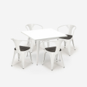 set keukentafel 80x80cm 4 stoelen Lix stijl industrieel hout staal century wood white Karakteristieken