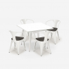 Industrieel set met tafel 80x80 cm en 4 stoelen van hout en metaal Century Wood White Karakteristieken