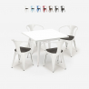 Industrieel set met tafel 80x80 cm en 4 stoelen van hout en metaal Century Wood White Aanbod