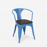 Set met industriële tafel 80x80 cm en 4 stoelen van hout en metaal Hustle Wood 