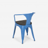 Set met industriële tafel 80x80 cm en 4 stoelen van hout en metaal Hustle Wood 