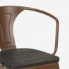 Set met industriële tafel 80x80 cm en 4 stoelen van hout en metaal Hustle Wood Black 
