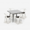 set keuken industrieel tafel 80x80cm 4 stoelen Lix hout metaal century wood Afmetingen
