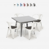 set keuken industrieel tafel 80x80cm 4 stoelen Lix hout metaal century wood Aanbod