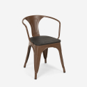 Set met industriële tafel 80x80 cm en 4 stoelen van hout en metaal Hustle Wood Black 