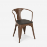 Set met industriële tafel 80x80 cm en 4 stoelen van hout en metaal Hustle Wood Black 