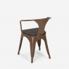 Set met industriële tafel 80x80 cm en 4 stoelen van hout en metaal Hustle Wood Black 
