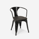 Set met industriële tafel 80x80 cm en 4 stoelen van hout en metaal Hustle Wood Black 