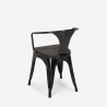 Set met industriële tafel 80x80 cm en 4 stoelen van hout en metaal Hustle Wood Black 