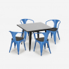 Industrieel set met tafel 80x80 cm en 4 stoelen van hout en metaal Century Wood Black Prijs