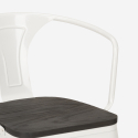 Industrieel set met tafel 80x80 cm en 4 stoelen van hout en metaal Century Wood White 