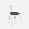 Industrieel set met tafel 80x80 cm en 4 stoelen van hout en metaal Century Wood White 