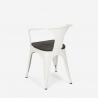 Industrieel set met tafel 80x80 cm en 4 stoelen van hout en metaal Century Wood White 