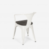 set keukentafel 80x80cm 4 stoelen Lix stijl industrieel hout staal century wood white 