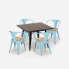 Industrieel design set met tafel 80x80 cm en 4 stoelen Hustle Black Top Light  Catalogus