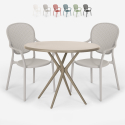 Outdoor set met ronde beige tafel 80x80 cm en 2 design stoelen Valet Aanbieding