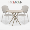Outdoor set met ronde beige tafel 80x80 cm en 2 design stoelen Valet Aanbieding