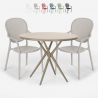 Set ronde beige tafel 80x80cm 2 stoelen modern design outdoor Valet Aanbieding