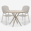 Outdoor set met ronde beige tafel 80x80 cm en 2 design stoelen Valet Keuze