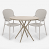 Outdoor set met ronde beige tafel 80x80 cm en 2 design stoelen Valet Keuze
