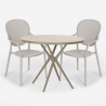 Set ronde beige tafel 80x80cm 2 stoelen modern design outdoor Valet Keuze