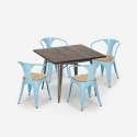 Industrieel design set met tafel 80x80 cm en 4 stoelen Hustle Top Light  Voorraad