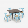 Industrieel design set met tafel 80x80 cm en 4 stoelen Hustle Top Light  Voorraad