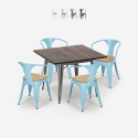 Industrieel design set met tafel 80x80 cm en 4 stoelen Hustle Top Light  Verkoop