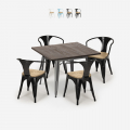 keukentafelset 80x80cm 4 industriële houten stoelen in Lixstijl hustle top light Aanbieding
