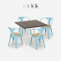 industriële keukentafel set 80x80cm 4 houten Lix stijl stoelen hustle white top light Verkoop